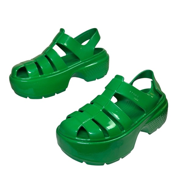 Crocs - Women’s ‘Stomp’ Fisherman High-Shine Platform Sandals - Green Ivy Size 9 - Picture 10 of 16
